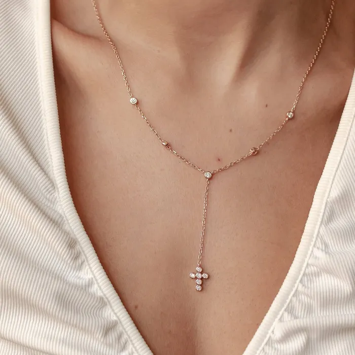 Cross Y Lariat Necklace Sterling Silver Hey Happiness Necklaces