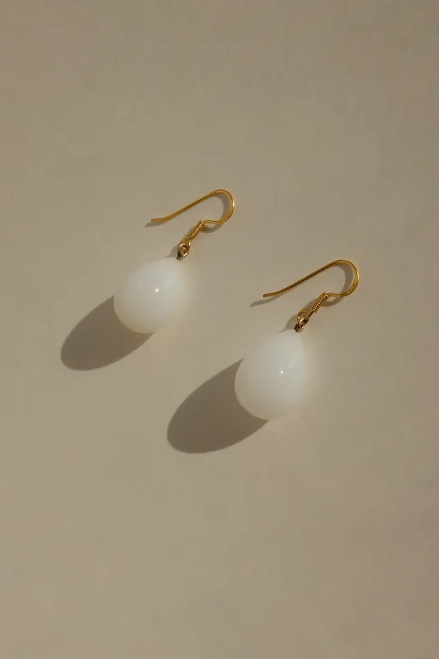Earrings DROP WHITE GLASS VINTAGE EARRINGS collectionno2
