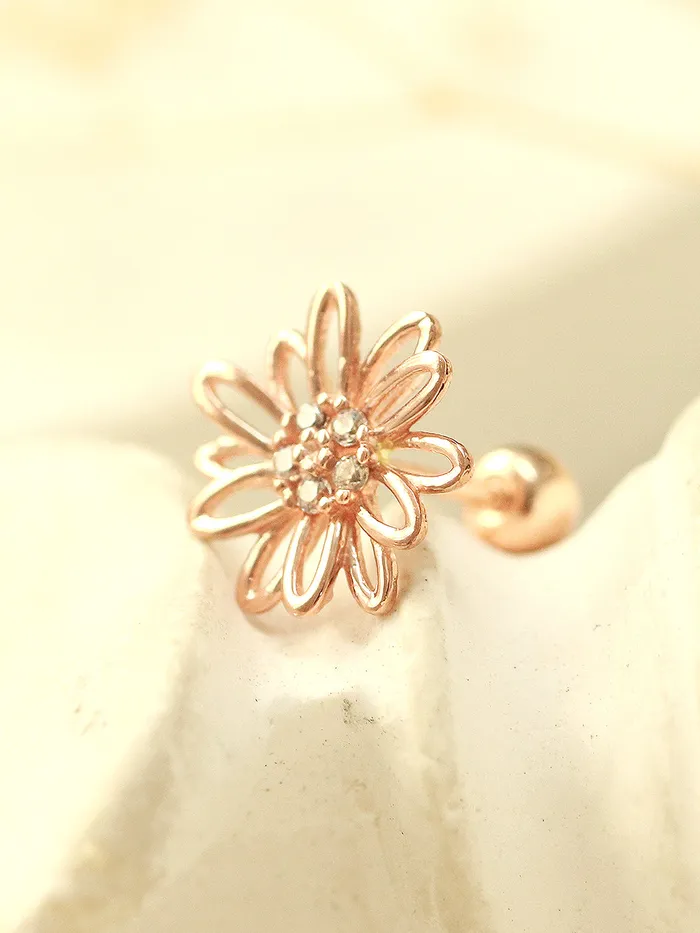 MinimalBijoux Earrings 14K Gold Daisy Flower Cartilage Earring 20G