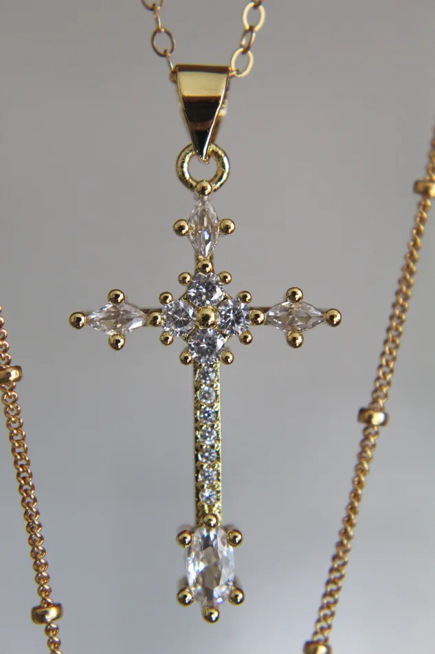 Necklaces SantAngelo Cross Necklace Clear TheLittleCatholic