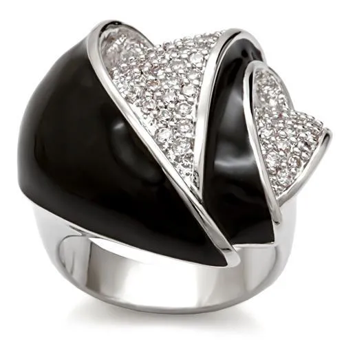 1W105 Rhodium Brass Ring with AAA Grade CZ in Clear Alamode Rings
