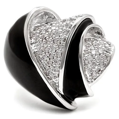 1W105 Rhodium Brass Ring with AAA Grade CZ in Clear Alamode Rings