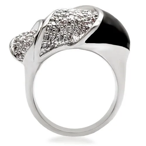 1W105 Rhodium Brass Ring with AAA Grade CZ in Clear Alamode Rings