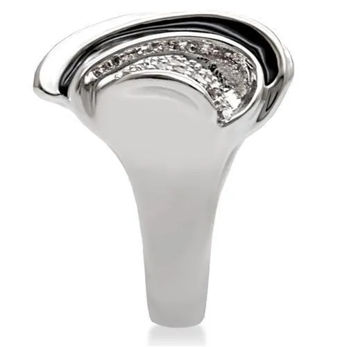 1W105 Rhodium Brass Ring with AAA Grade CZ in Clear Alamode Rings