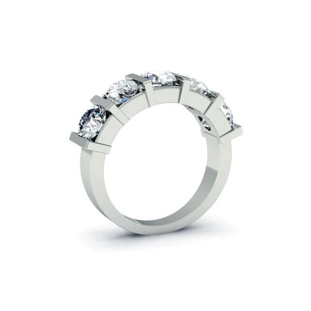 300cttw Bar Set Round Diamond Five Stone Ring deBebians Rings