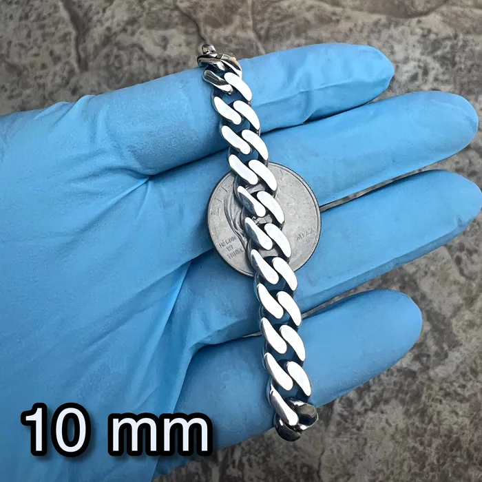 925 Sterling Silver Sleek Cuban Link Oxidized Bracelet 6MM12MM Bling Cartel Bracelets