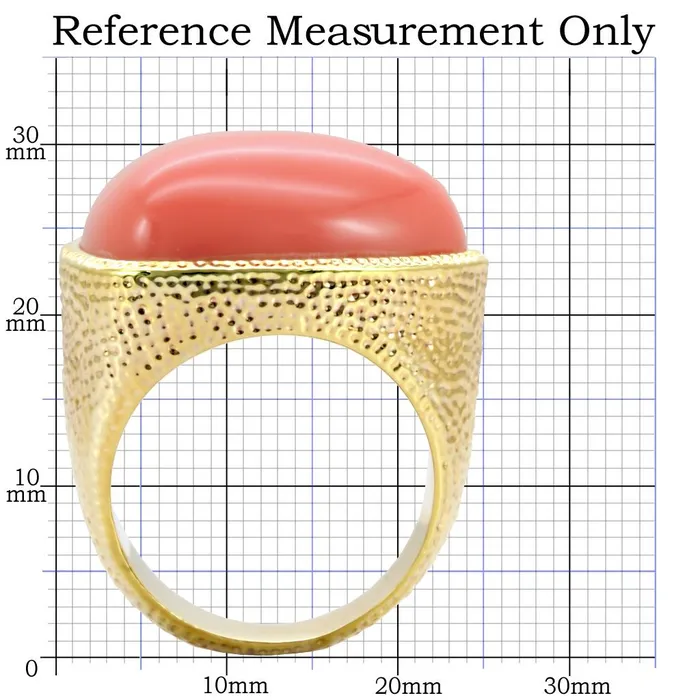 Alamode Rings 1W026 Gold Brass Ring with SemiPrecious Coral in Rose