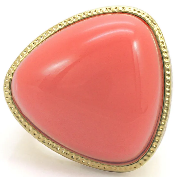 Alamode Rings 1W026 Gold Brass Ring with SemiPrecious Coral in Rose