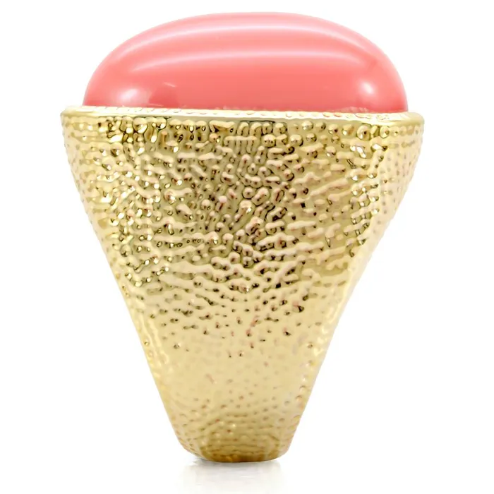 Alamode Rings 1W026 Gold Brass Ring with SemiPrecious Coral in Rose