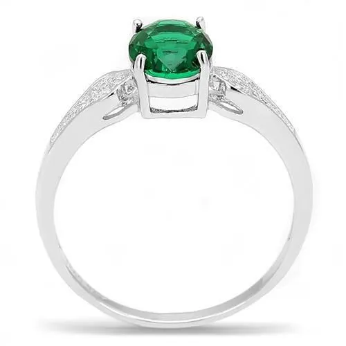 Alamode Rings 3W1387 Rhodium 925 Sterling Silver Ring with Synthetic Synthetic Glass in Blue Zircon