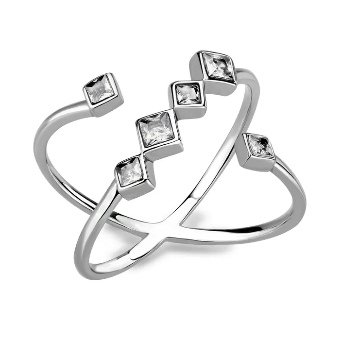 Alamode Rings TK3730 High polished Stainless Steel Ring with AAA Grade CZ in Clear Alamode Rings TK3730 High polished Stainless Steel Ring with AAA Grade CZ in Clear