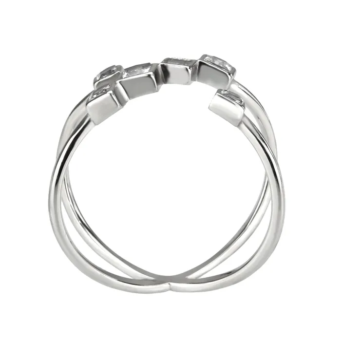 Alamode Rings TK3730 High polished Stainless Steel Ring with AAA Grade CZ in Clear