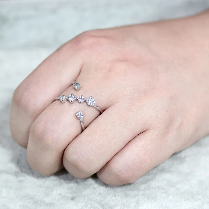 Alamode Rings TK3730 High polished Stainless Steel Ring with AAA Grade CZ in Clear