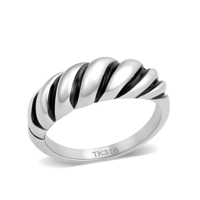 Alamode Rings TK3881 High polished no plating Stainless Steel Ring with Epoxy in Jet Alamode Rings TK3881 High polished no plating Stainless Steel Ring with Epoxy in Jet