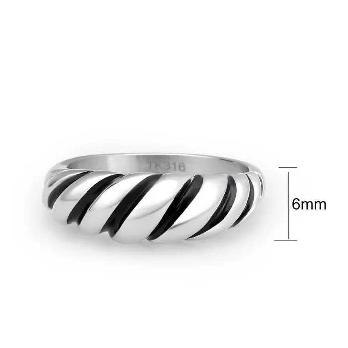 Alamode Rings TK3881 High polished no plating Stainless Steel Ring with Epoxy in Jet