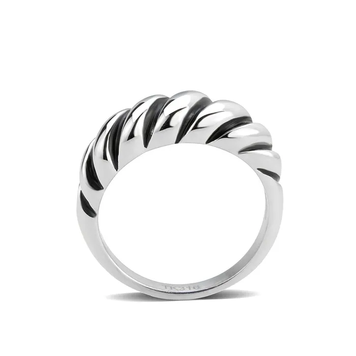 Alamode Rings TK3881 High polished no plating Stainless Steel Ring with Epoxy in Jet