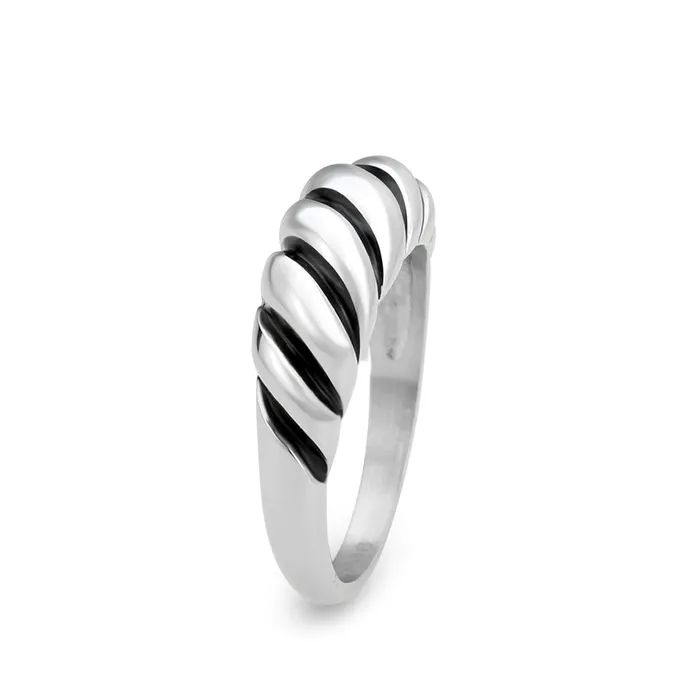 Alamode Rings TK3881 High polished no plating Stainless Steel Ring with Epoxy in Jet