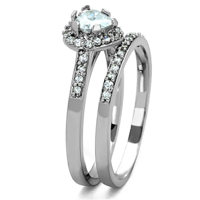 Alamode TK1W161 High polished no plating Stainless Steel Ring with AAA Grade CZ in Clear Rings