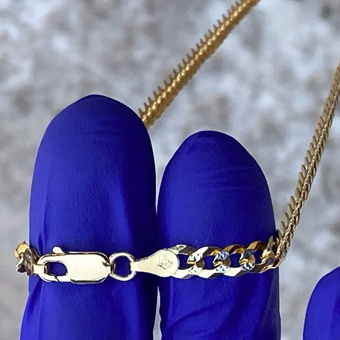 Bling Cartel Admin Necklaces 14K Gold Plated 925 Silver TwoTone Chain DiamondCut Necklace Italy 5MM 20