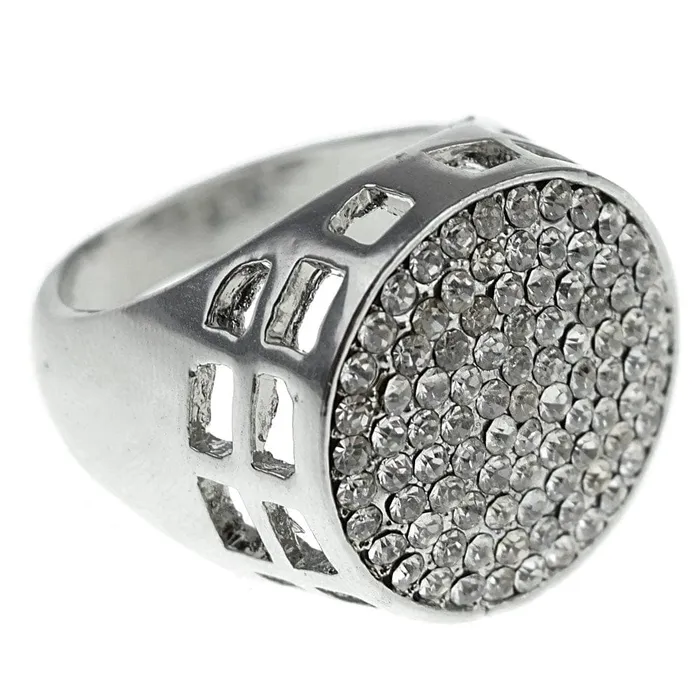 Bling Cartel Admin Rings Round Micro Pave Iced Silver Tone Ring