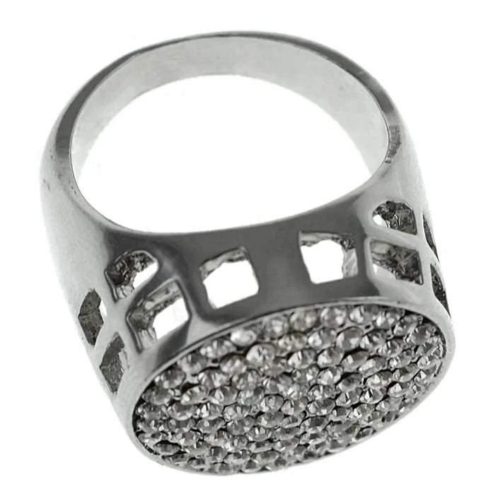 Bling Cartel Admin Rings Round Micro Pave Iced Silver Tone Ring