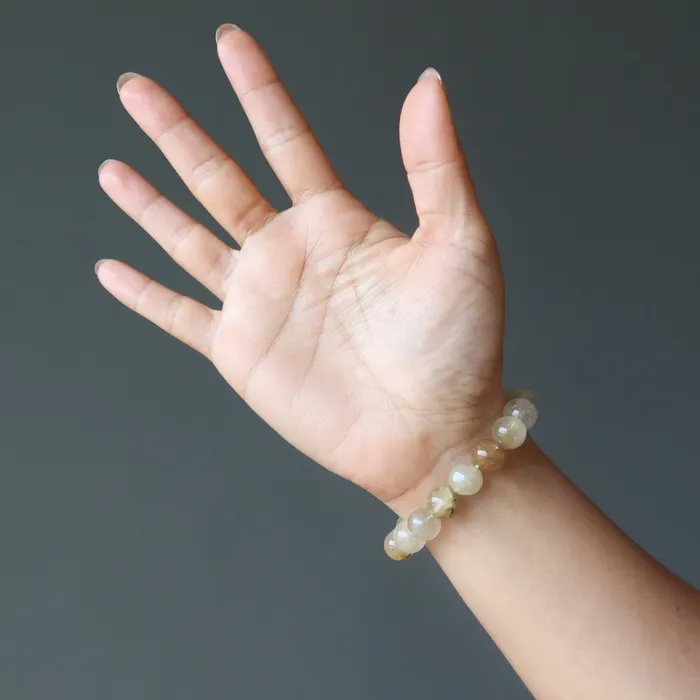 Bracelets Satin Crystals Rutilated Quartz Bracelet Gold Divinity Crystal