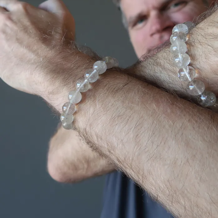 Bracelets Satin Crystals Rutilated Quartz Bracelet Gold Divinity Crystal