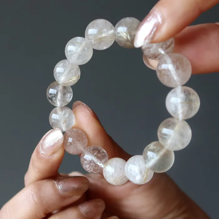 Bracelets Satin Crystals Rutilated Quartz Bracelet Gold Divinity Crystal