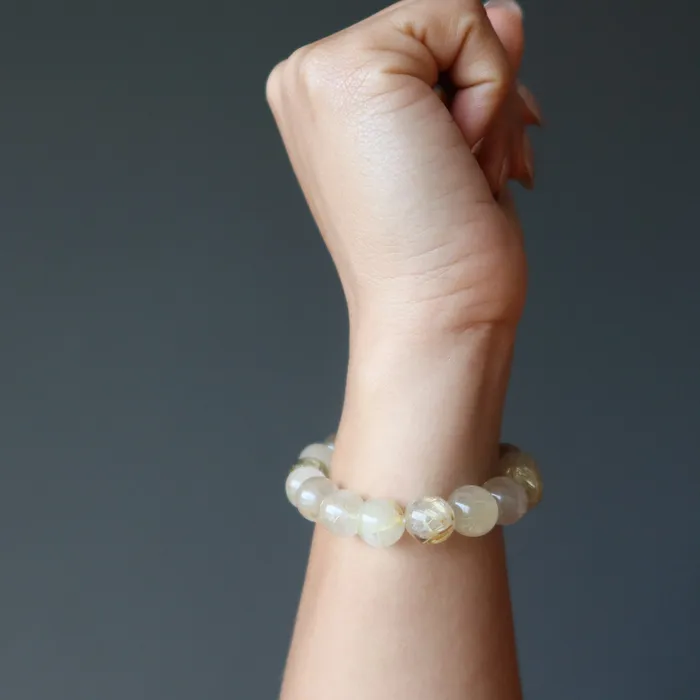 Bracelets Satin Crystals Rutilated Quartz Bracelet Gold Divinity Crystal