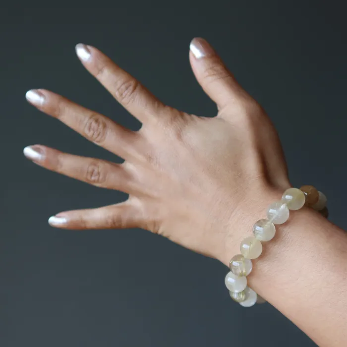 Bracelets Satin Crystals Rutilated Quartz Bracelet Gold Divinity Crystal