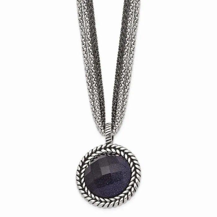 Chisel Necklaces Stainless Steel Polished Blue Sandstone w2in ext Reversible Necklace Chisel Necklaces Stainless Steel Polished Blue Sandstone w2in ext Reversible Necklace
