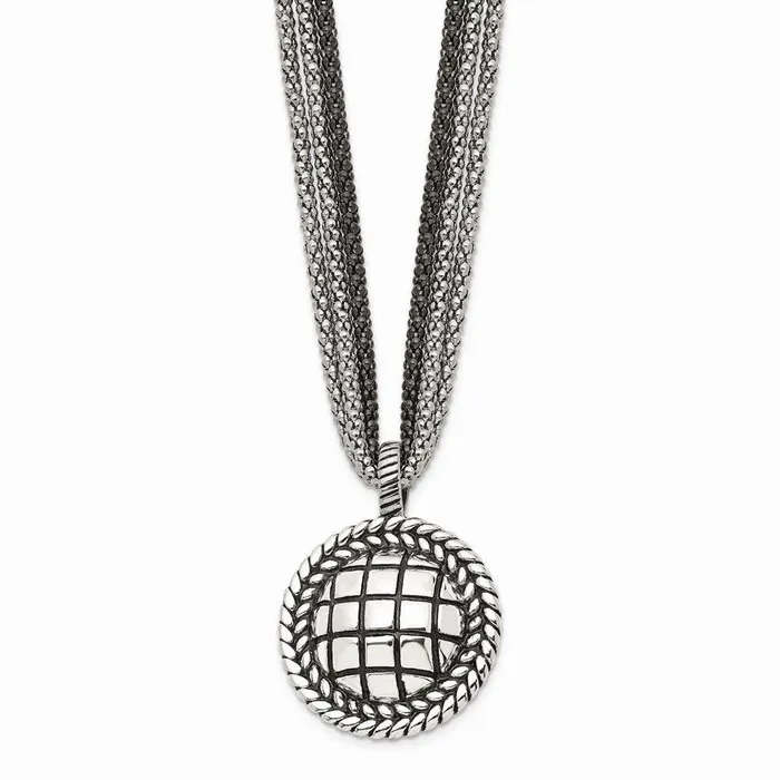 Chisel Necklaces Stainless Steel Polished Blue Sandstone w2in ext Reversible Necklace Chisel Necklaces Stainless Steel Polished Blue Sandstone w2in ext Reversible Necklace