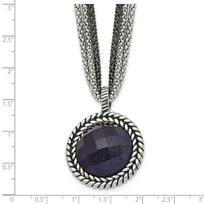 Chisel Necklaces Stainless Steel Polished Blue Sandstone w2in ext Reversible Necklace Chisel Necklaces Stainless Steel Polished Blue Sandstone w2in ext Reversible Necklace