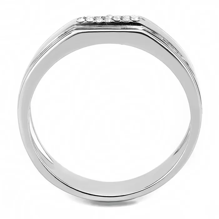DA254 High polished no plating Stainless Steel Ring with AAA Grade CZ in Clear Alamode Rings