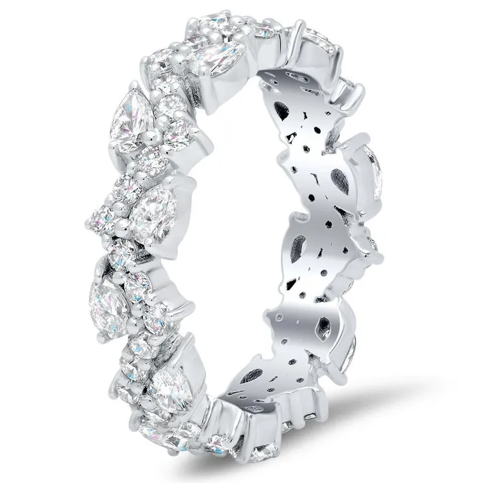 deBebians Pear and Round Diamond Eternity Ring 14kt White Gold Rings