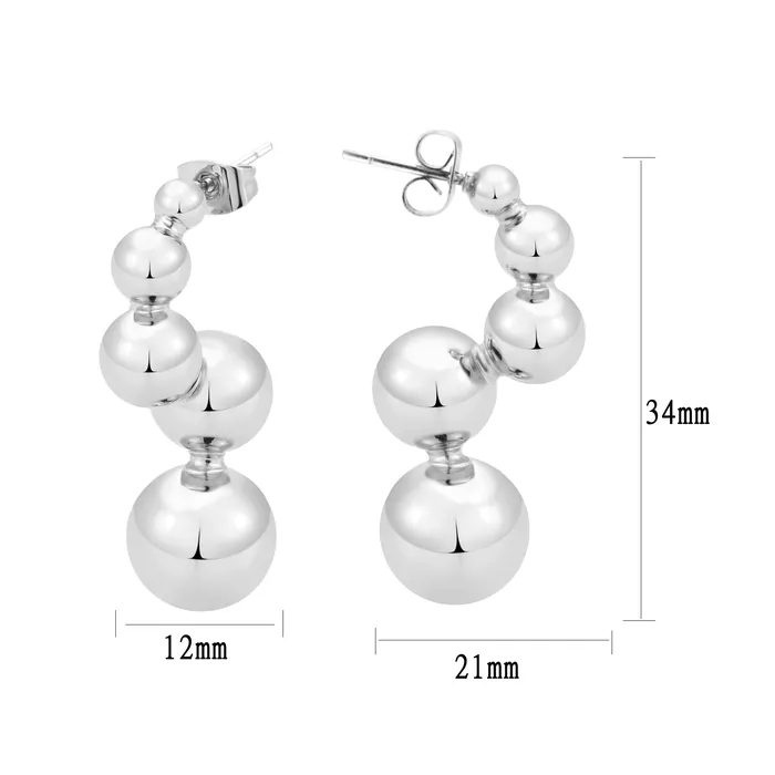 Earrings Alamode 3W1752 Imitation Rhodium Brass Earring with NoStone in No Stone