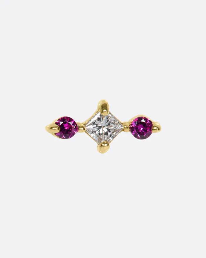 Earrings NEW YORK ADORNED Pink Sapphire Juno Threadless Earring