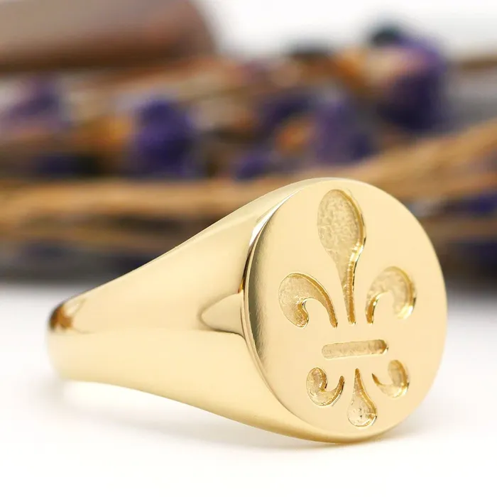 Fleur de Lis Signet Ring for Men deBebians Rings Fleur de Lis Signet Ring for Men deBebians Rings