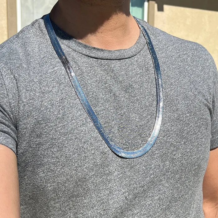 Herringbone Chain Necklace Silver Tone 30 14MM Thick Bling Cartel Admin Necklaces