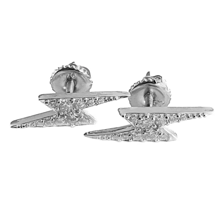 Lightning Bolt Moissanite VVS Stud Earrings 925 Sterling Silver Bling Cartel Earrings