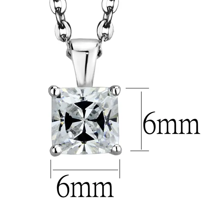 Necklaces Alamode LOS893 Rhodium 925 Sterling Silver Chain Pendant with AAA Grade CZ in Clear