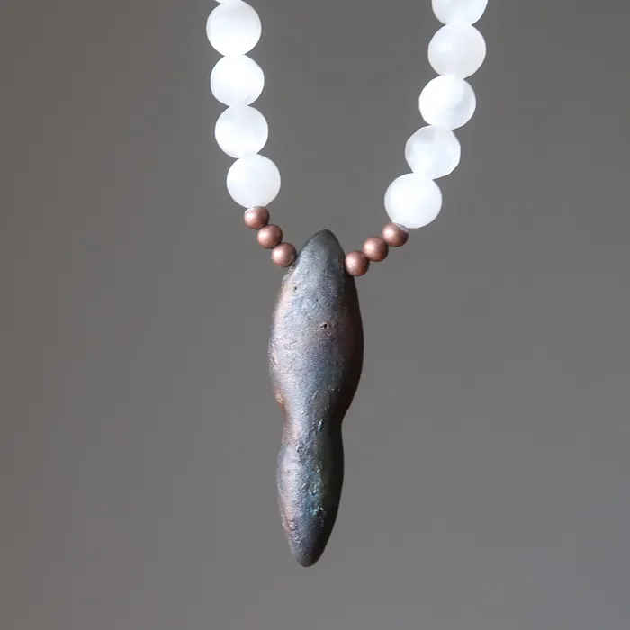 Necklaces Selenite Necklace Goddess Moon Blue Ocean Sodalite Satin Crystals