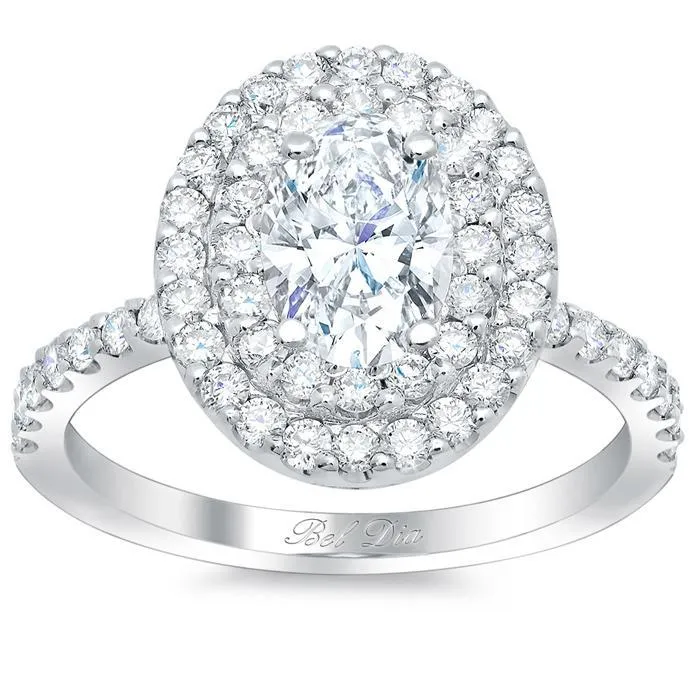 Oval Double Halo Engagement Ring deBebians Rings