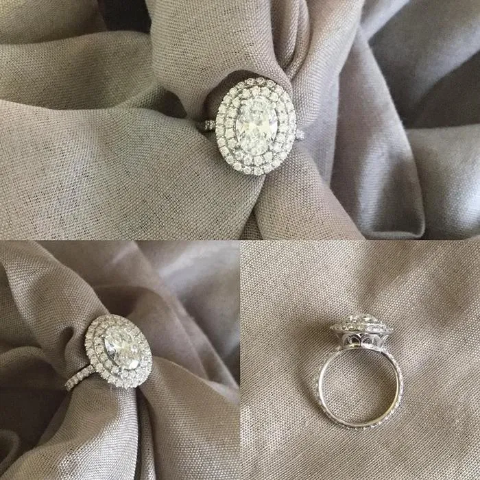 Oval Double Halo Engagement Ring deBebians Rings