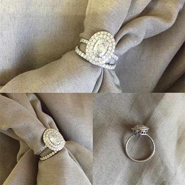 Oval Double Halo Engagement Ring deBebians Rings