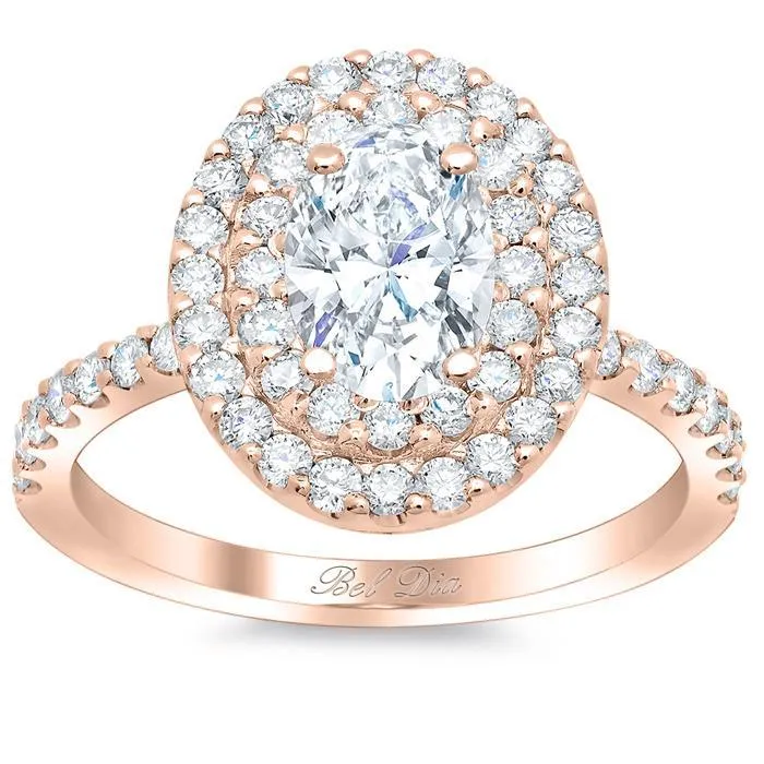 Oval Double Halo Engagement Ring deBebians Rings