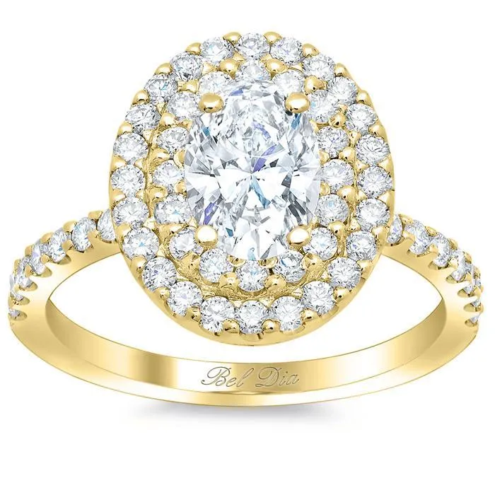 Oval Double Halo Engagement Ring deBebians Rings