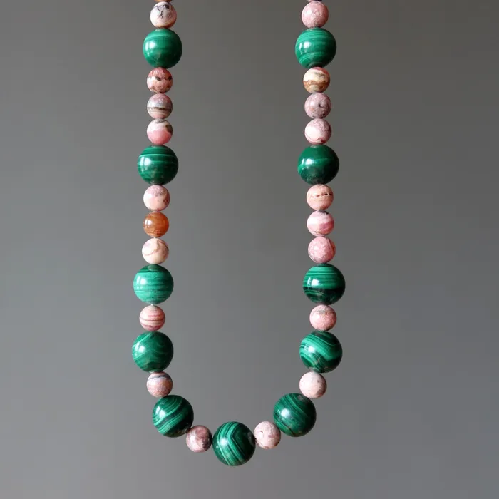 Rhodochrosite Necklace Malachite Pure Love Gems Satin Crystals Necklaces