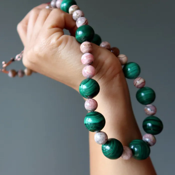 Rhodochrosite Necklace Malachite Pure Love Gems Satin Crystals Necklaces