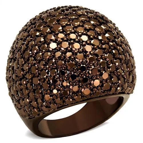 Rings 3W1101 IP Coffee light Brass Ring with AAA Grade CZ in Light Coffee Alamode